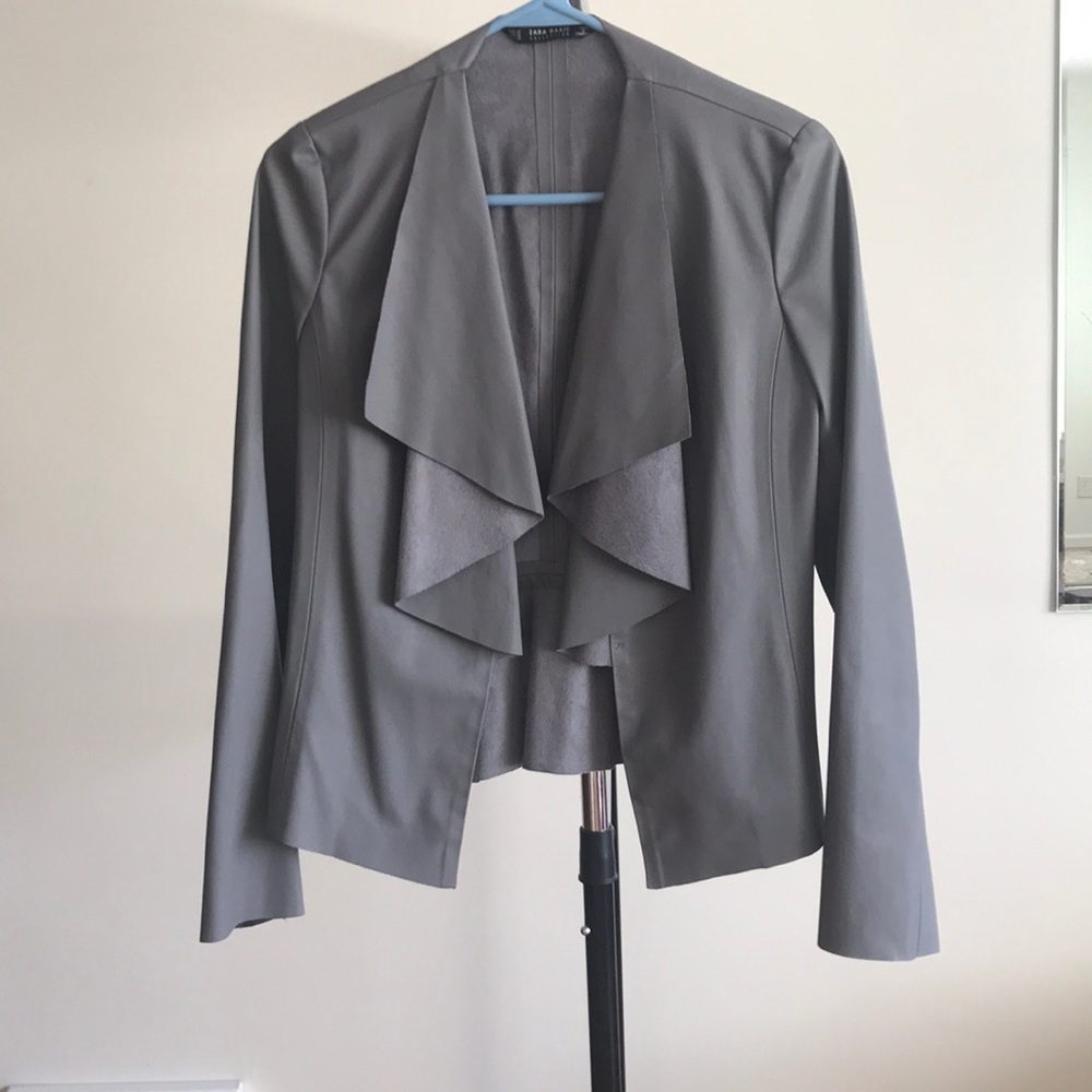 Zara gray faux leather jacket.